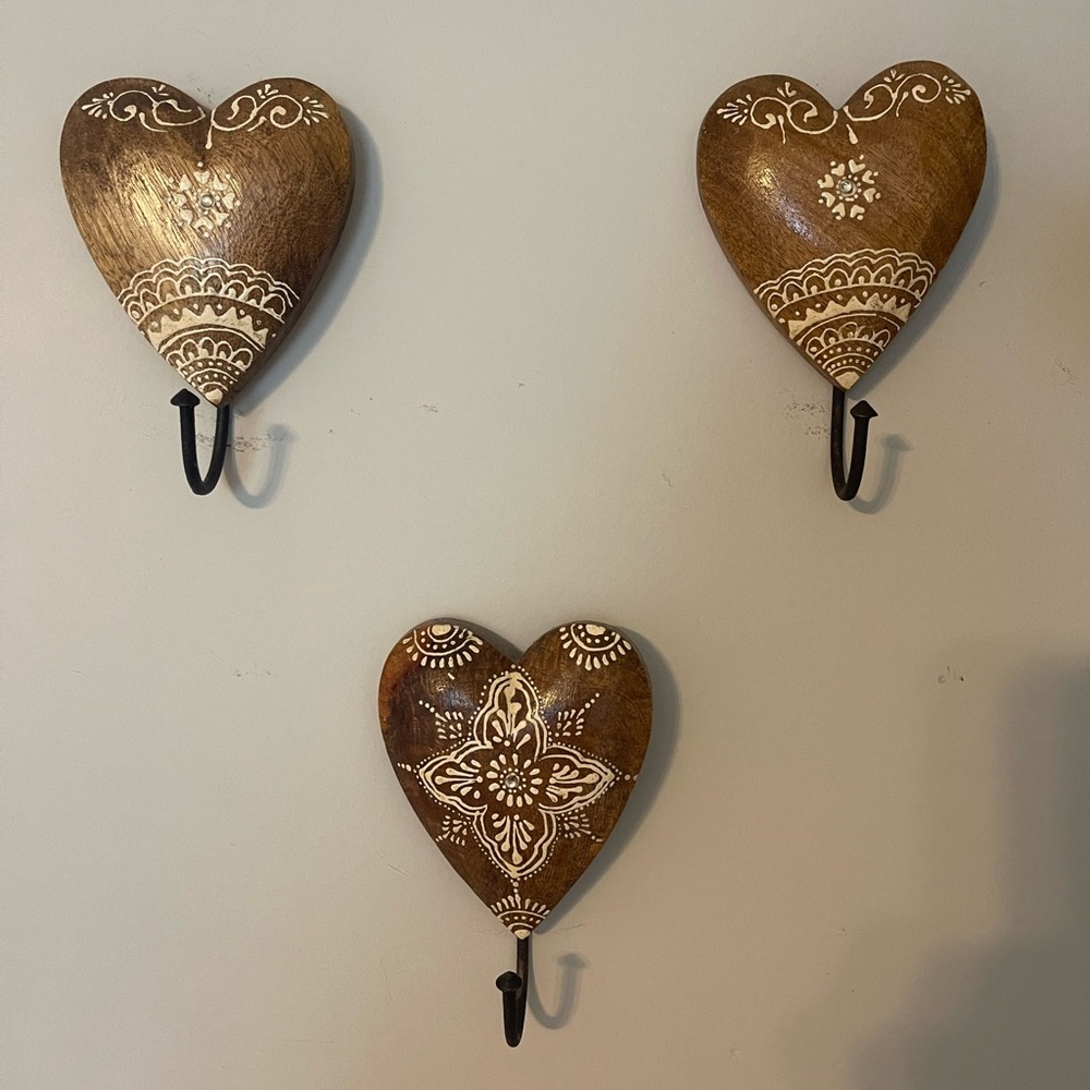 Boho Wooden Wall Hooks ( set of 3)